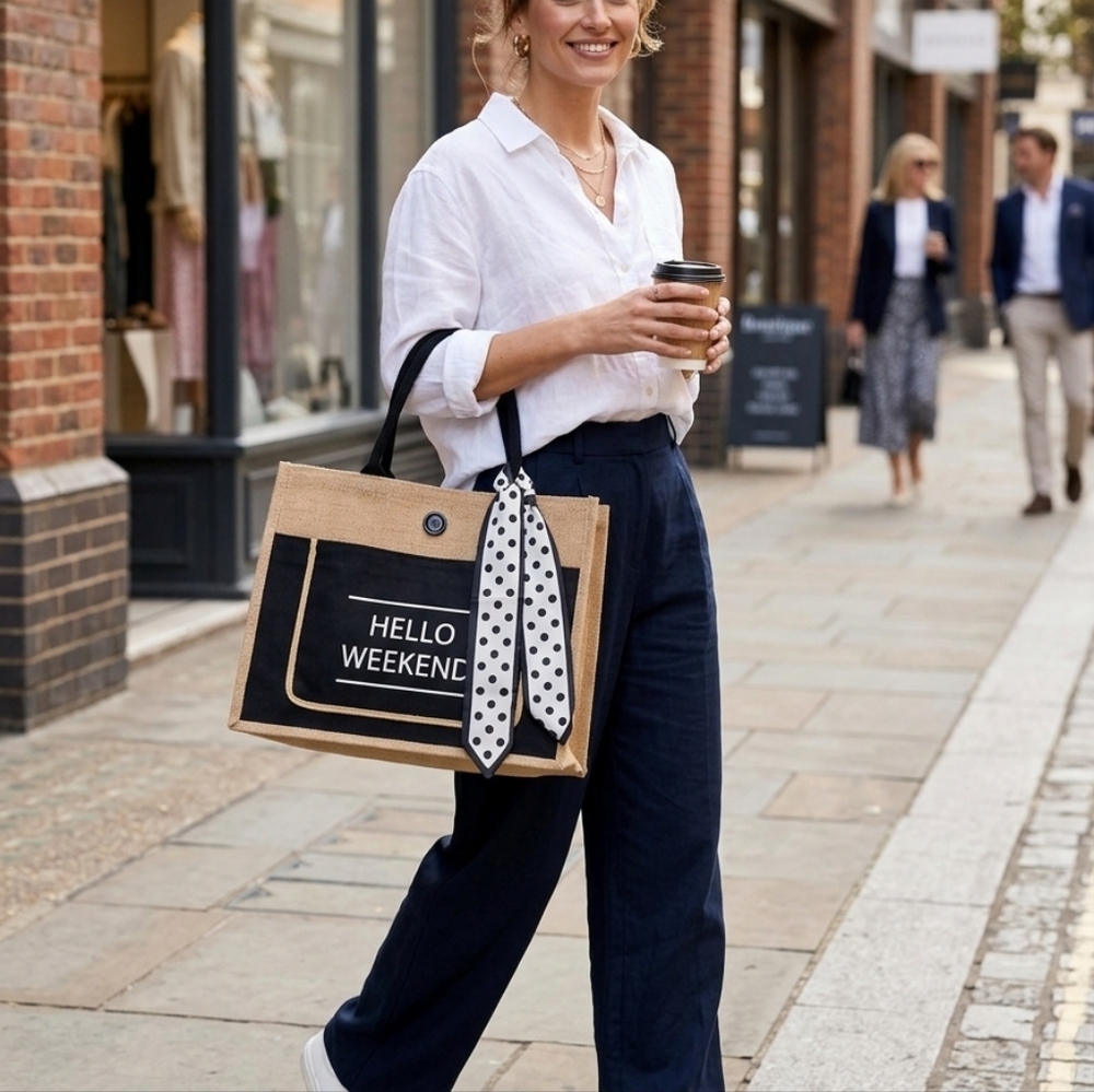 BALIBOO  Black and Tan Tote Bag